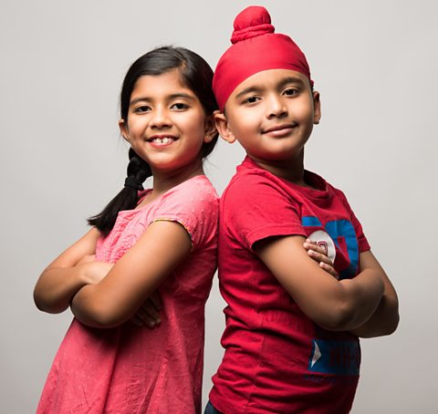 A Sikh boy and girl.