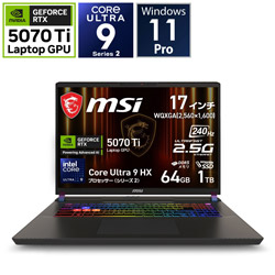MSI(GGXAC) Q[~Om[gp\R Vector 17 HX AI A2XW(RTX 5070 Ti ) RXXOC Vector-17-HX-AI-A2XWHG-6359JP [17.0^ /Windows11 Pro /intel Core Ultra 9 /F64GB /SSDF1TB /2025N4f] ysof001z