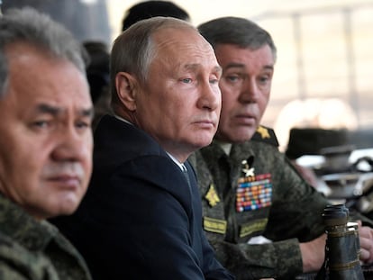 Vladimir Putin, Sergei Shoigu y Valery Gerasimov