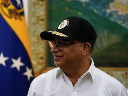 El presidente Gustavo Petro, el martes en Caracas, donde se reunió con Nicolás Maduro.
