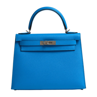 Herm&egrave;s Kelly 28 cm Epsom Sellier Bleu Zanzibar Palladium Hardware