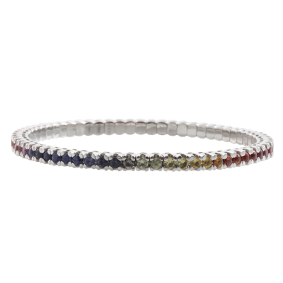 Penelope Ashford Tennis Bracelet 14K White Gold Rainbow 64 Sapphires
