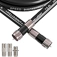 RELIAGINT 30ft TV Cable Wire Black RG6 Coaxial Cable with F Connector, F81 Female Extension Adapter, Low Loss High-Speed Coax