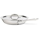 All-Clad D3 3-Ply Stainless Steel Fry Pan 10 Inch Induction Oven Broiler Safe 600F Pots and Pans, Cookware Silver