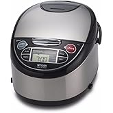 Tiger JAX-T10U-K 5.5-Cup (Uncooked) Micom Rice Cooker with Food Steamer & Slow Cooker, Stainless Steel Black