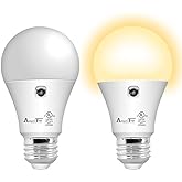 AmeriTop Dusk to Dawn Light Bulb- 2 Pack, A19 LED Sensor Light Bulbs; UL Listed, Automatic On/Off, 800 Lumen, 10W(60 Watt Equ