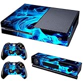 UUShop Protective Vinyl Skin Decal Cover for Microsoft Xbox One Blue Fire Flame(Upgraded)
