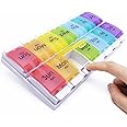 Large 7 Day Pill Organizer 2 Times a Day, MOLN HYMY AM PM Pill Box Twice Daily, 14 Dividers Vitamin Holder with Easy Push But