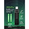 ANVOW Smart AAAA Battery Charger with 2 Counts Rechargeable AAAA Batteries - Ni-MH 1.2V 400mAh 1200 Cycles Surface Pen Active