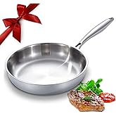 DELARLO Whole body Tri-Ply Stainless Steel 12inch Frying Pan, Oven safe induction skillet,pots and pans set,Suitable for All 
