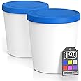 BALCI - Premium Ice Cream Containers (2 Pack - 1 Quart Each) Perfect Freezer Storage Tubs with Lids for Ice Cream, Sorbet and
