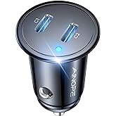 AINOPE Dual USB C Car Charger, 56W Super Fast PD 3.0 iPhone Car Charger, Smallest All Metal Car Charger USB C Fit for Samsung