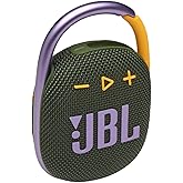 JBL Clip 4: Portable Speaker with Bluetooth, Built-in Battery, Waterproof and Dustproof Feature - Green (Renewed)