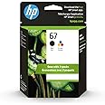 HP 67 Black/Tri-color Ink Cartridges (2 Pack) | Works with HP DeskJet 1255, 2700, 4100 Series, HP ENVY 6000, 6400 Series | El