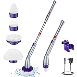 LABIGO Electric Spin Scrubber LA1 Pro, Cordless Spin Scrubber with 4 Replaceable Brush Heads and Adjustable Extension Handle,