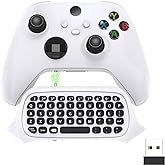 Controller Keyboard for Xbox Series X/S, Wireless 2.4G Ergonomic USB Gamepad Keypad QWERTY Chatpad with Audio and Headset Jac