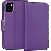 FYY Case for iPhone 11 Pro Max 6.5”, Luxury [Cowhide Genuine Leather][RFID Blocking] Wallet Case, Handmade Flip Folio Case wi