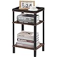 ZEXVIDA Side Table for Small Spaces,3 Tier End Table with Storage Shelf, Small Narrow Thin End Table Bedside Table,Nightstand