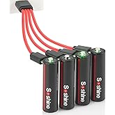 Soshine Rechargeable Lithium AA Batteries - USB C AA Battery 1.5V 3500mWh Charges 2 Hours,with 4-in-1 USB-C Charging Cable, 4