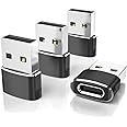 Elebase USB to USB C Adapter 4 Pack,Type C Female to A Male Charger Converter for Apple Watch Ultra iWatch 8 7,iPhone 15 14 1