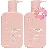 MONDAY HAIRCARE Volume Shampoo + Conditioner Set (2 Pack) 12oz Each for Thin, Fine, and Oily Hair, Made from Coconut Oil, Gin