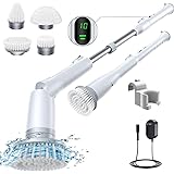 LABIGO Electric Spin Scrubber LA2 Pro, Shower Power Cleaning Brush with Display and 4 Replaceable Heads,2 Adjustable speeds, 
