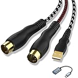 NUOSIYA USB to MIDI Cable 6.5Ft, USB MIDI Interface Adapter,MIDI to USB Cable Converter ​for Music Keyboard Piano to PC Mac L