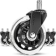 Lifelong Office Chair Wheels Replacement Rubber Chair Casters for Hardwood Floors and Carpet, Set of 5, Heavy Duty Casters fo