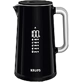 Krups Digital Temp Stainless Steel Interior, Electric Kettle, 1.7 Liter Electric Tea Kettle, Fast Boiling, One Cup in 80 Seco