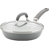 Rachael Ray Create Delicious Deep Nonstick Frying Pan / Fry Pan / Skillet with Lid - 9.5 Inch, Gray