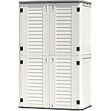 KINYING Outdoor Storage Shed Waterproof, Resin Vertical Storage Cabinet Double-Layered, Versatile to Store Patio Furniture, G