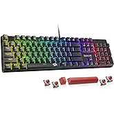 Redragon Mechanical Gaming Keyboard, Wired Mechanical Keyboard with 11 Programmable Backlit Modes, Hot-Swappable Red Switch, 