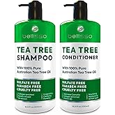 Tea Tree Oil Shampoo and Conditioner Set - Anti Dandruff Treatment for Itchy, Dry Scalps - Ideal for Women and Men with Oily 