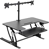 VIVO Height Adjustable 36 inch Standing Desk Converter with Dual 13 to 30 inch Monitor Stand, Sit Stand Monitor Mount and Des