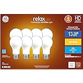 GE Relax 8-Pack 60 W Equivalent Dimmable Soft White A19 LED Light Fixture Light Bulbs