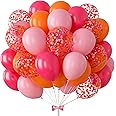 BBeiPulAs 73Pcs Hot Pink and Orange Balloon Arch 12in Pink Confetti Balloons Hot Pink Pastel Pink Orange Balloons for Kids' P