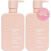 MONDAY HAIRCARE Repair Shampoo and Conditioner Set 12oz for Dry to Damaged Hair, Made with Keratin, Coconut Oil, Shea Butter 