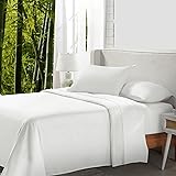 California Design Den Rayon from Bamboo Sheets Queen Size Bed Luxury Silk Sheets 4 Piece Sheet Set, Cooling Sheets, Ivory Bed