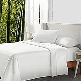 California Design Den Rayon from Bamboo Sheets Queen Size Bed Luxury Silk Sheets 4 Piece Sheet Set, Cooling Sheets, Ivory Bed