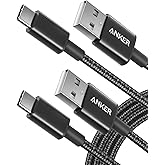 Anker USB C Cable [2-Pack, 6ft] Premium Nylon USB A to Type C Charger Cable, for Samsung Galaxy S10 / S10+ / Note 9, LG V30 a
