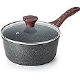SENSARTE Nonstick Sauce Pan with Lid, 1.5QT Small Pot with Swiss Granite Coating, Stay-cool Handle, Multipurpose Handy Small 