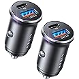 LISEN 48W USB C Car Charger Adapter [2 Pack] [Mini & Metal]Cigarette Lighter USB Charger Fast Charging [PD QC 3.0] USBC Car P