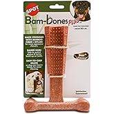 SPOT Bam-Bones Plus T Bone - Bamboo Fiber & Nylon, Durable Long Lasting Dog Chew for Aggressive Chewers – Great Toy for Adult