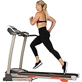 Sunny Health & Fitness Premium Folding Incline Treadmill with Pulse Sensors, One-Touch Speed Buttons, Shock Absorption, Optio