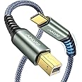 AINOPE USB B to USB C Printer Cable 6.6FT, [Gold Plated Plug] Nylon Braided, USB C Printer Cable for MacBook Pro, MIDI Cable 