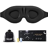 MZOO Sleep Eye Mask for Men Women, Zero Eye Pressure 3D Sleeping Mask, 100% Light Blocking Patented Design Night Blindfold, S