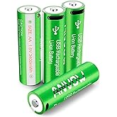 ANVOW USB AA Rechargeable Batteries, USB AA Battery Lithium 1.5V 3400mWh Performance All-Purpose Pre-Charged Double A Battery