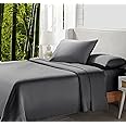 California Design Den Rayon from Bamboo Sheets Queen Size Bed Luxury Silk Sheets 4 Piece Sheet Set, Cooling Sheets, Dark Gray