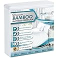 PlushDeluxe Premium Bamboo Mattress Protector – Queen Size, Waterproof, & Ultra Soft Breathable Noiseless Washable Bed Mattre