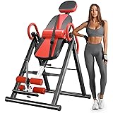 YOLEO Gravity Heavy Duty Inversion Table with Headrest & Adjustable Protective Belt Back Stretcher Machine for Pain Relief Th